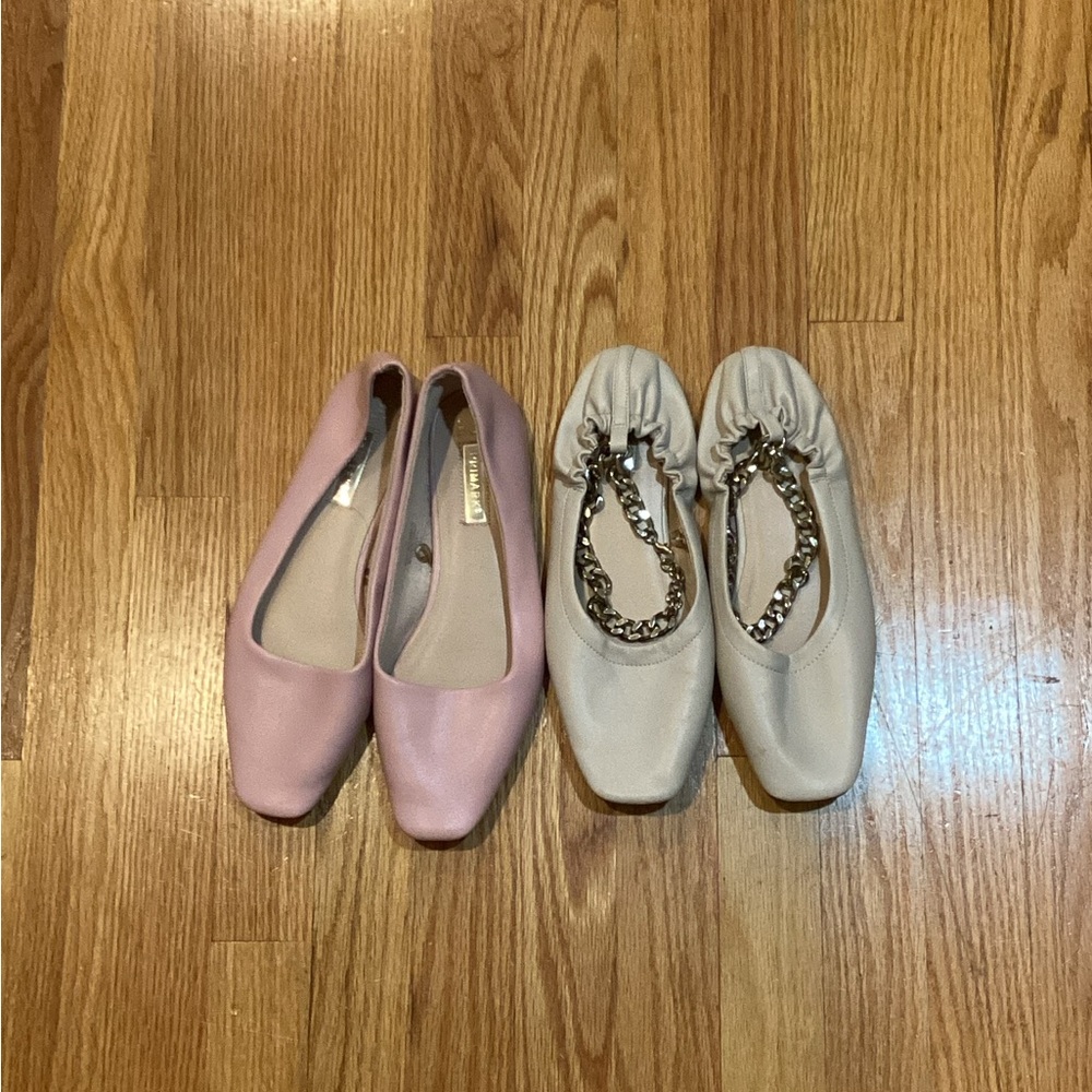 Elegant Women's Pink and Cream Flats